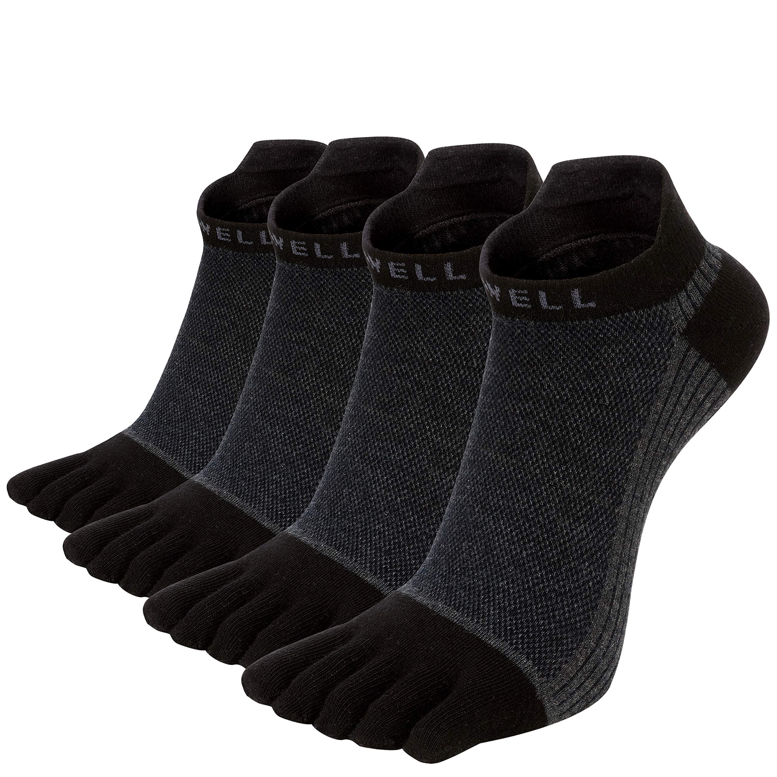 Cotton Toe Socks Five Finger Socks No Show Crew Athletic Running Socks 4 Pairs,Size 7-11