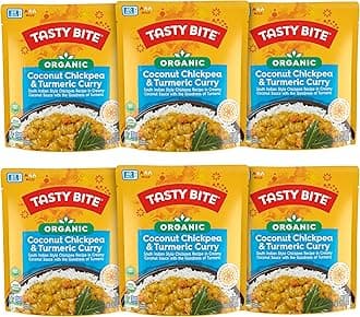 Organic Chickpea Coconut and Turmeric Curry, Ready to Eat, Microwavable Entrée, Vegan, 10 Ounce (Pack of 6)