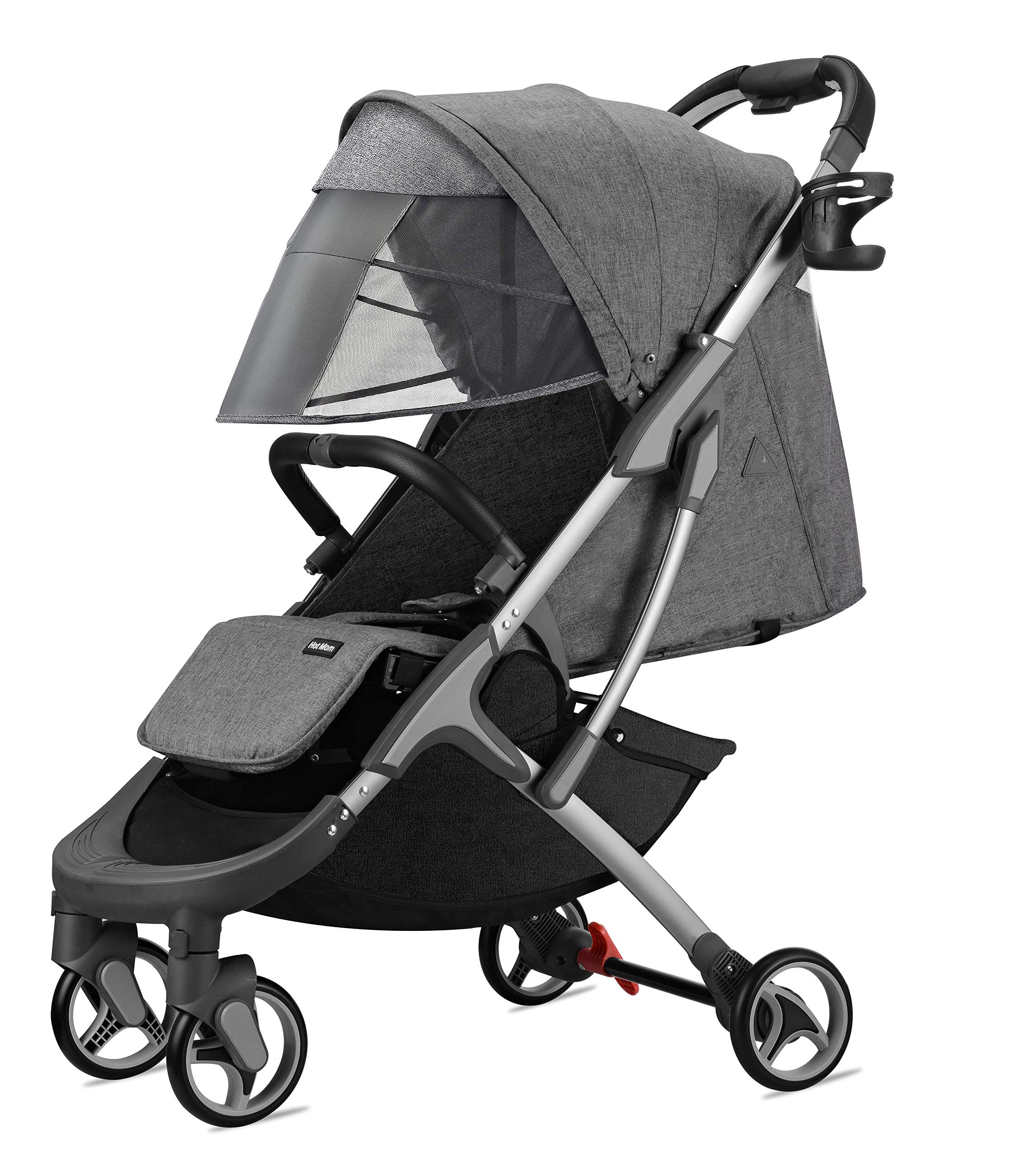Hot Mom Pushchair Lightweight Stroller Mini Travel Stroller,Easy and Compact one Hand Folding,Buggy with Lying Position（Grey）