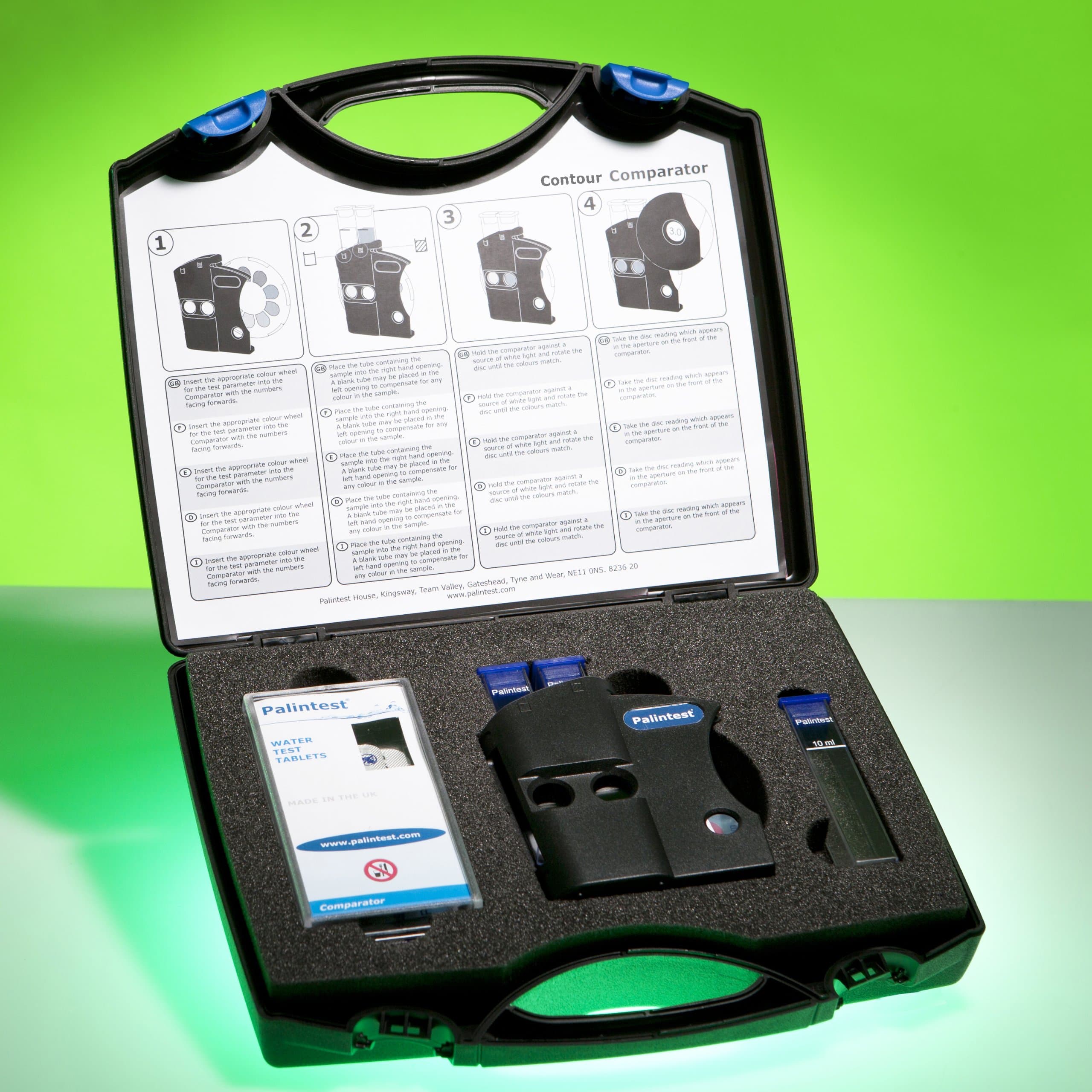 Palintest - Contour Comparator Kit Chlorine | Accurate Water Testing (0-5mg/L Cl2) | Includes Reagents for 30 Tests | Ideal for Pools & Labs | Portable & User-Friendly