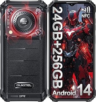 OUKITEL WP36 Pro Rugged Phone Unlocked- 24GB+256GB Cell Phone, 10600mAh Battery, 6.52" Display Smartphone, 13MP Camera, 128dB Loud Speaker, 4G Dual SIM Android 14 Phones, IP68/69K/NFC/OTG/GP,Black