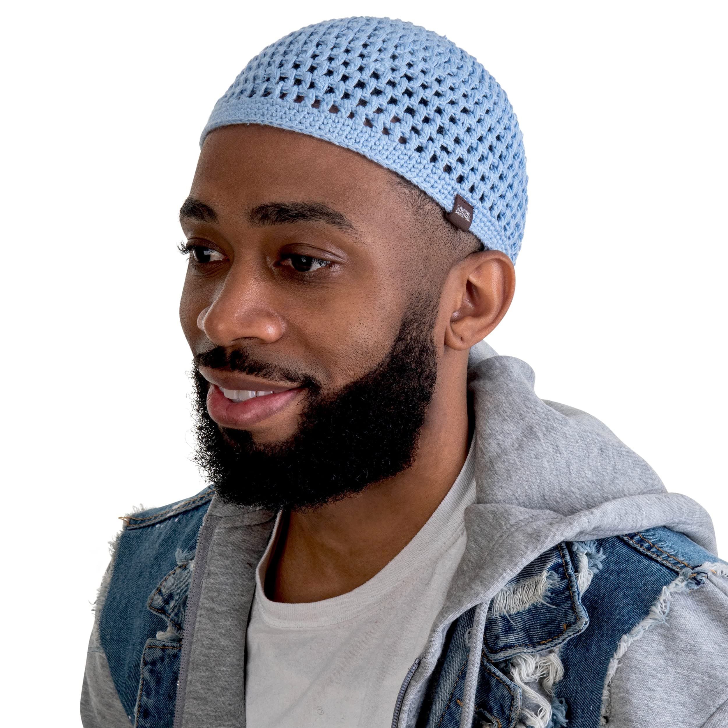 Skull Caps for Men Handmade Knit Cap with Breathable & Cooling Bamboo Cotton | Helmet Liner Sleep Cap Kufi Hats