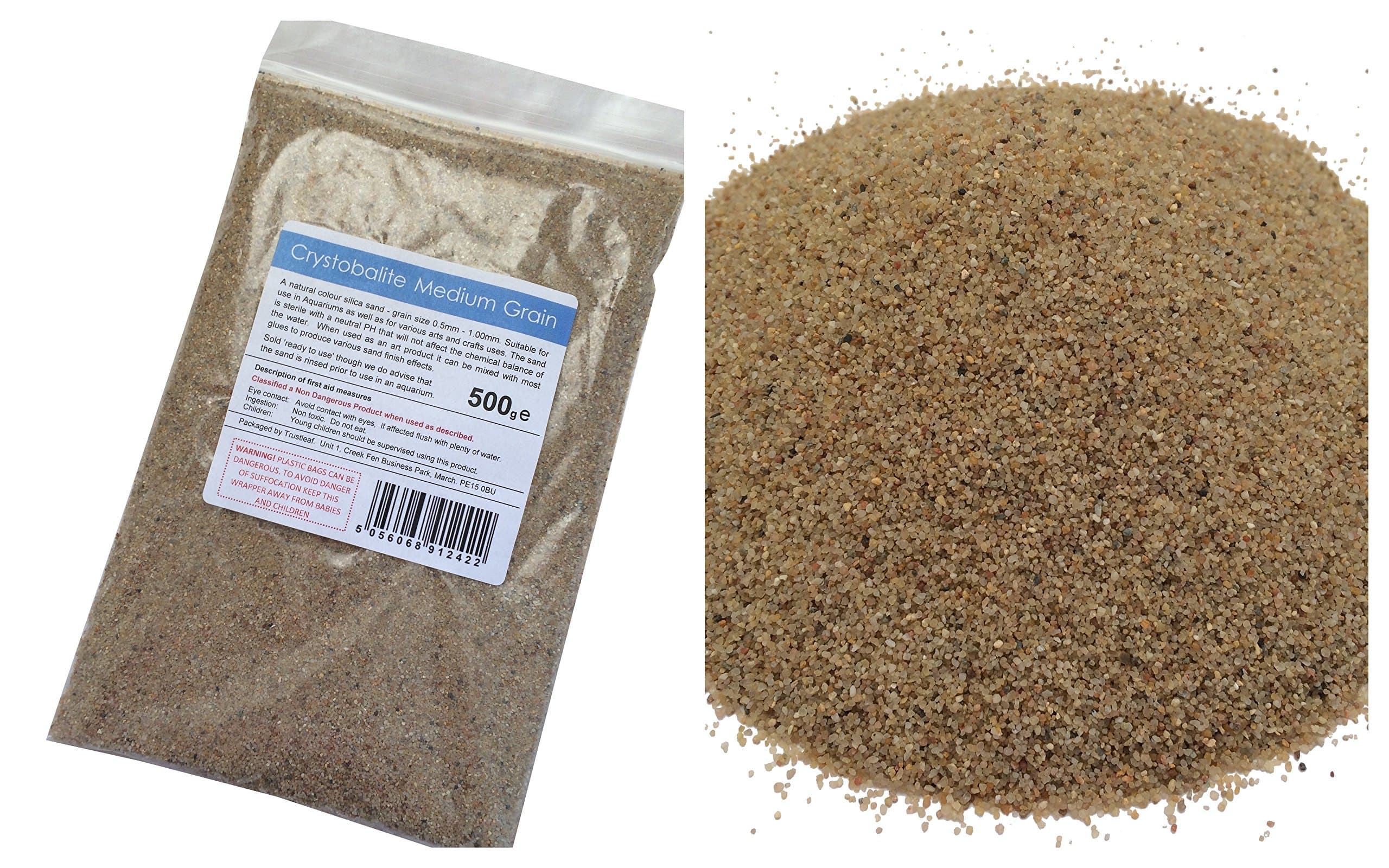 500g Natural Colour Silica Sand - Medium Grain - Arts & Crafts - Aquariums