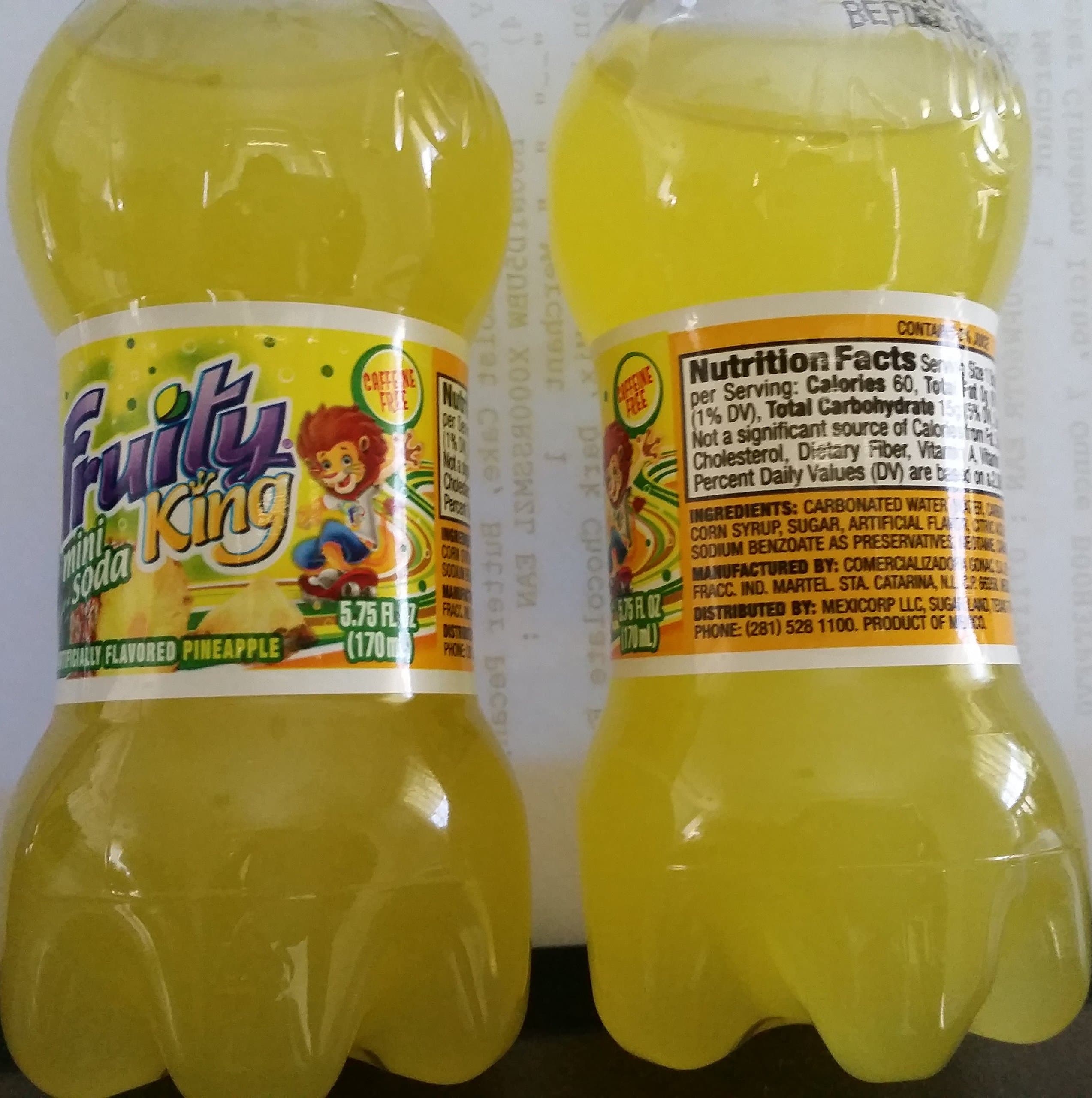 Fruity King 5.75 Fl oz Mini Soda Pineapple Flavor (Pack of 12)