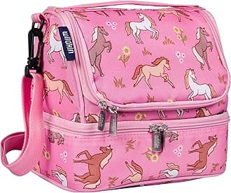 WildkinTwo Compartment Insulated Lunch Bag for Boys & Girls, Perfect for Early Elementary Lunch Box Bag, Ideal Size for Packing Hot or Cold Snacks for School & Travel Lunch Bags (Wild Horses)