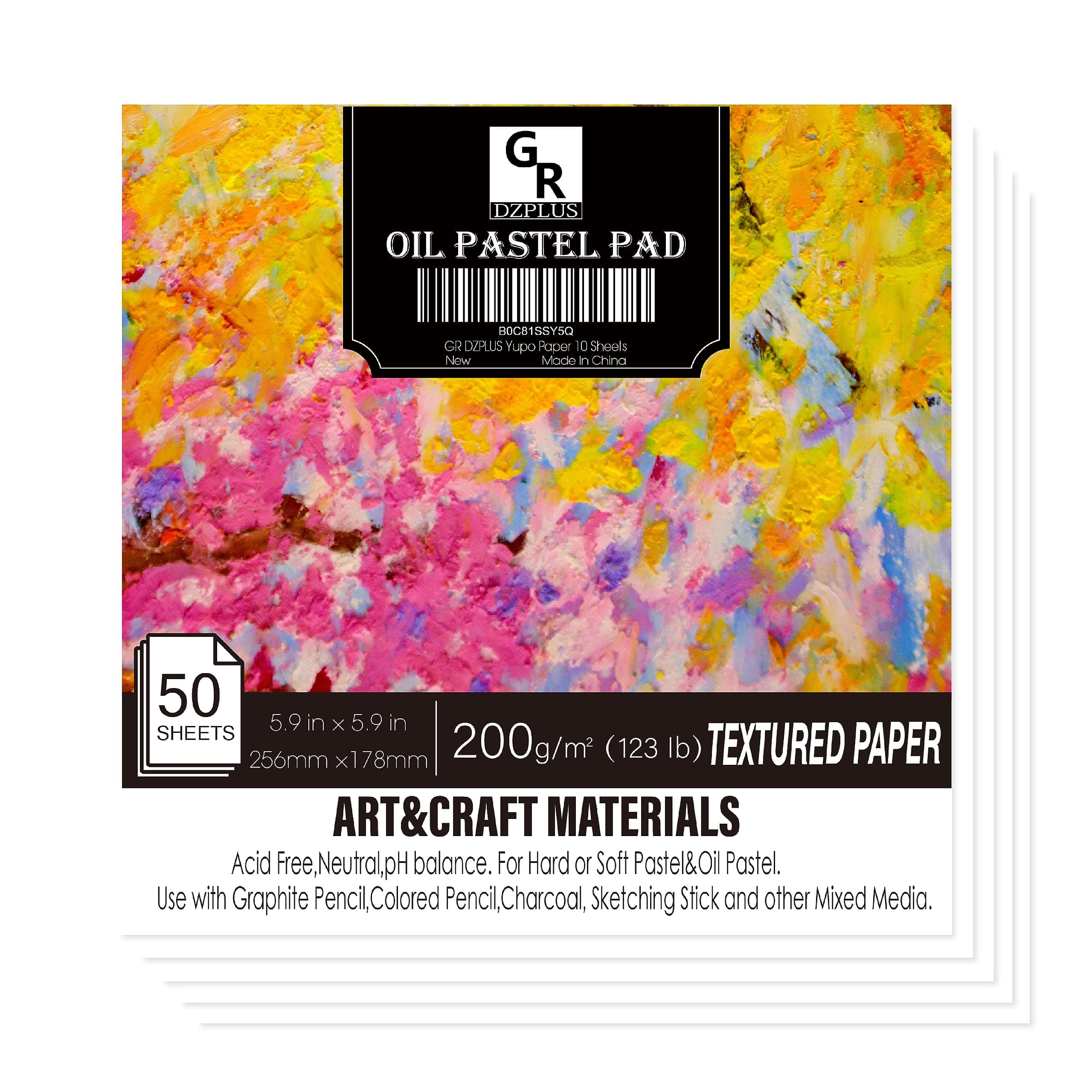 GR DZPLUS Oil Pastel Pad | 5.9 x 5.9 inch(123 lb/200g) | 50 Sheets Heavyweight Drawing Paper