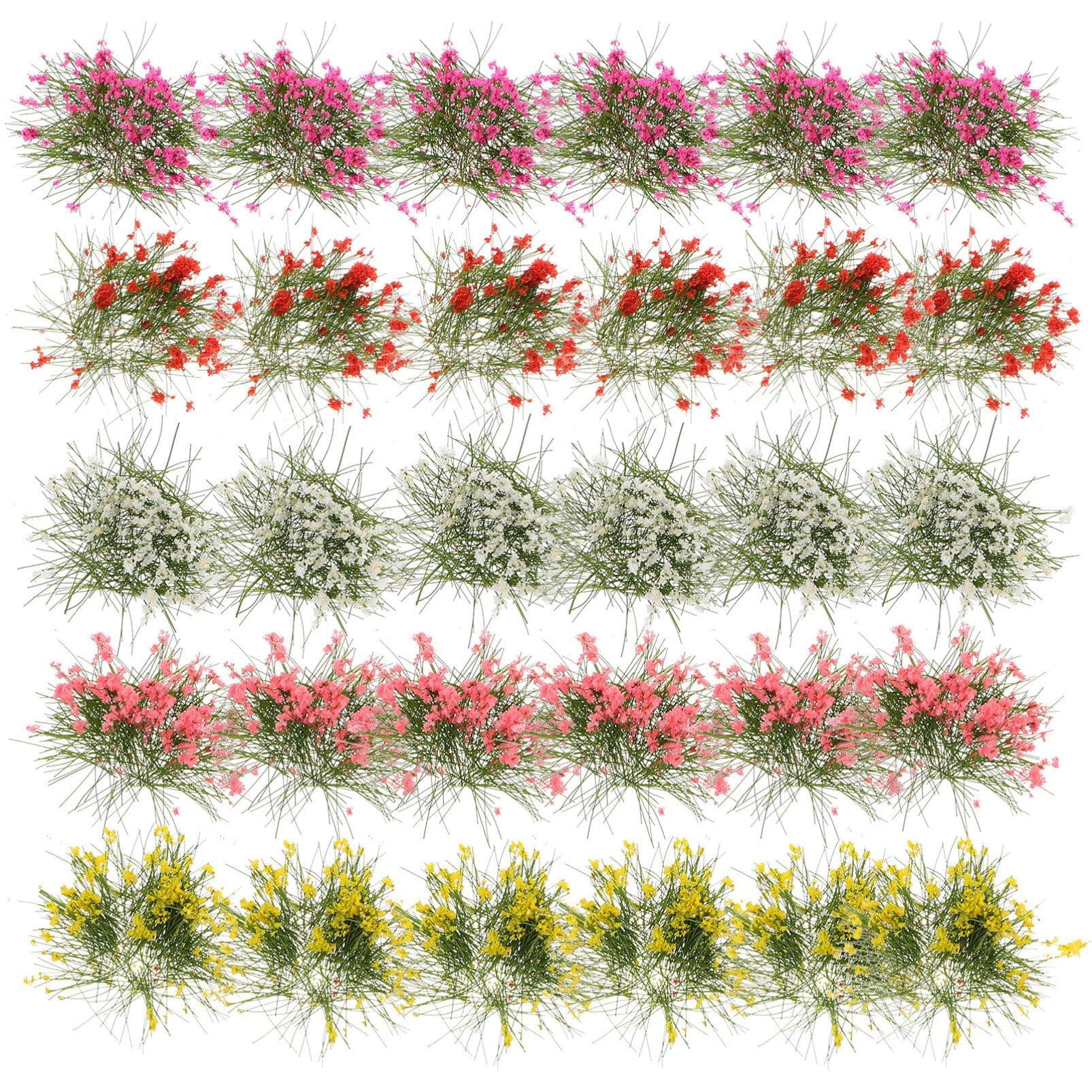 Sewroro 5pcs Static Grass Tuft Mini DIY Miniature Flower Cluster Vegetation Groups Grass Tuft Model Artificial for Train Landscape Railroad Scenery (Designed in Mini Size)