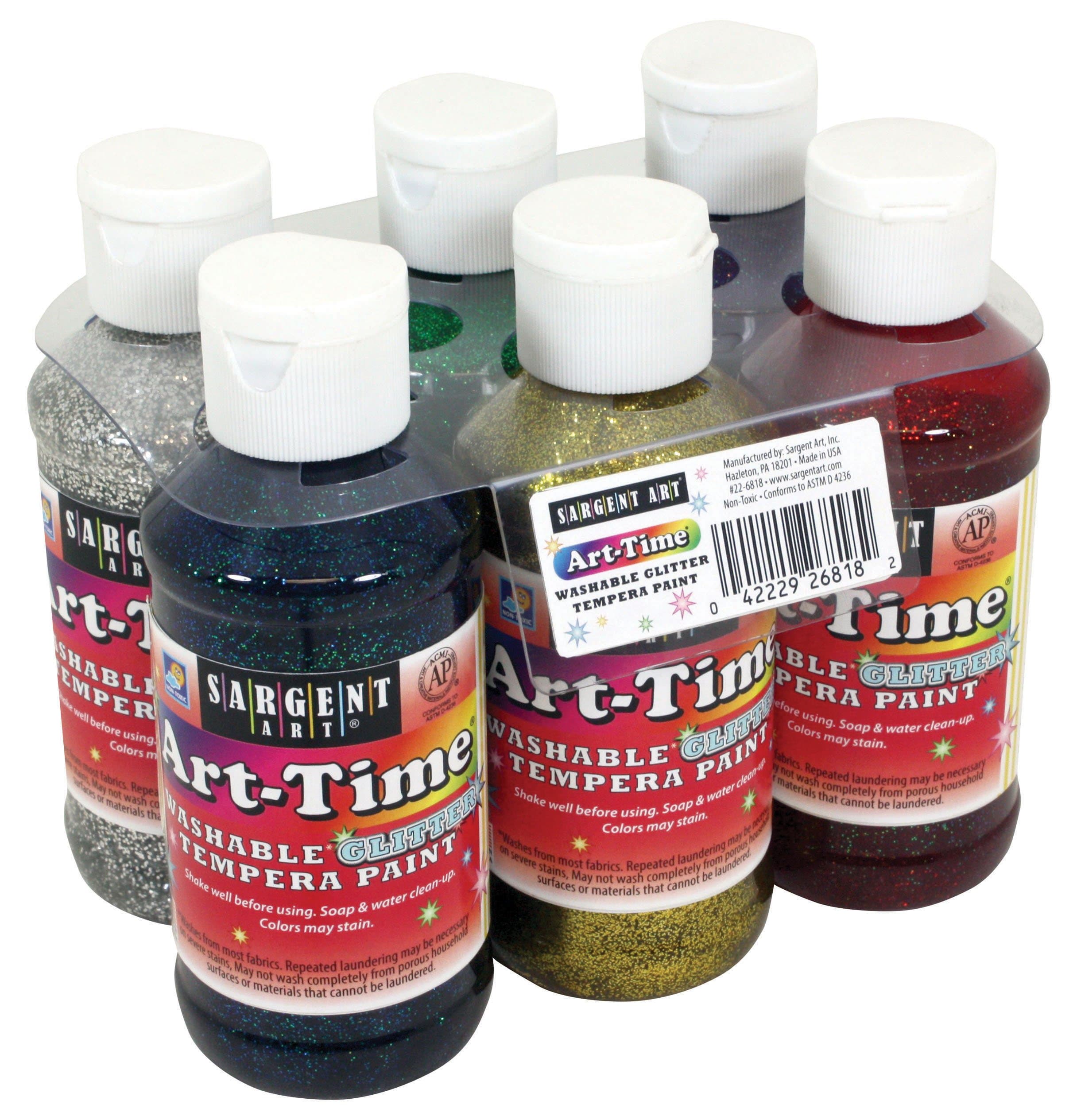 Sargent Art 22-6818 6-Pack 4oz Art-Time Washable Glitter Tempera Paints