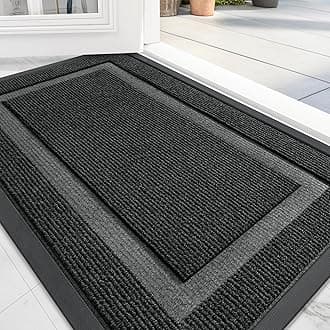 OLANLY Front Door Mat Indoor Outdoor Entrance, Waterproof All-Season, All-Weather Doormat, Sturdy Natural Rubber, Fade Resistant, Low Profile, Easy Clean Patio Porch Entryway Mat, 71x36, Black