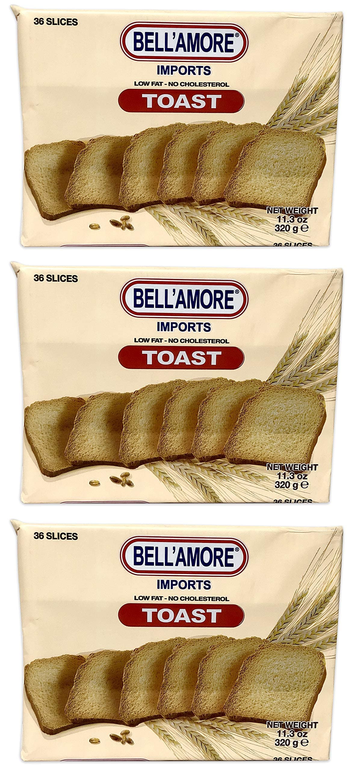 Bellamore Classic Italian Toast | Light & Crispy Toast Cracker Bread | Imported from Italy (3-PACK)