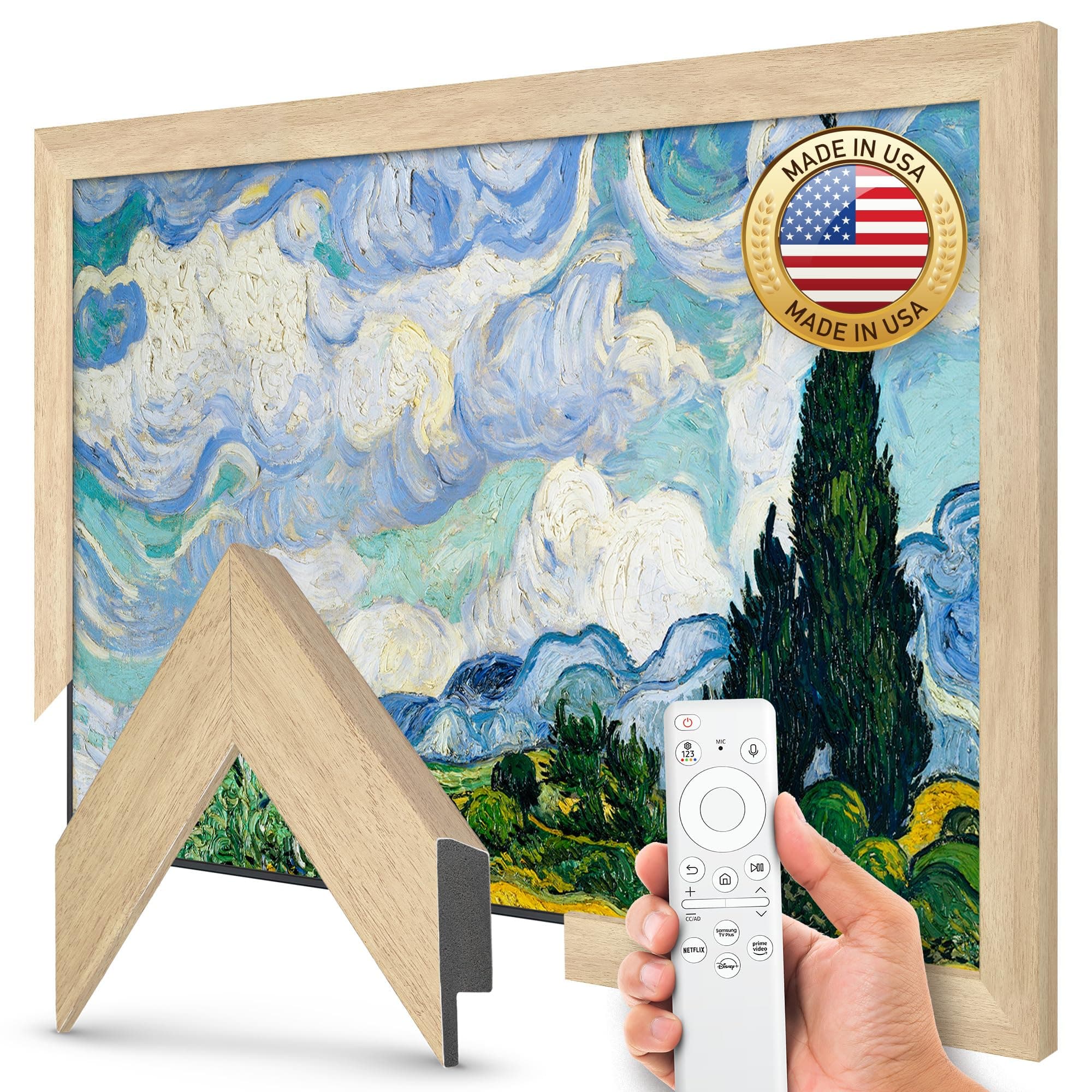 Museum Maple 3" Color Chip Slim Deco TV Frame (32",43",50",55",65",75",85") Compatible ONLY with Samsung The Frame and Pro TVs (Fits 2021-2026, LS03A,LS03B,LS03C,LS03D,LS03FA,LS03FW)
