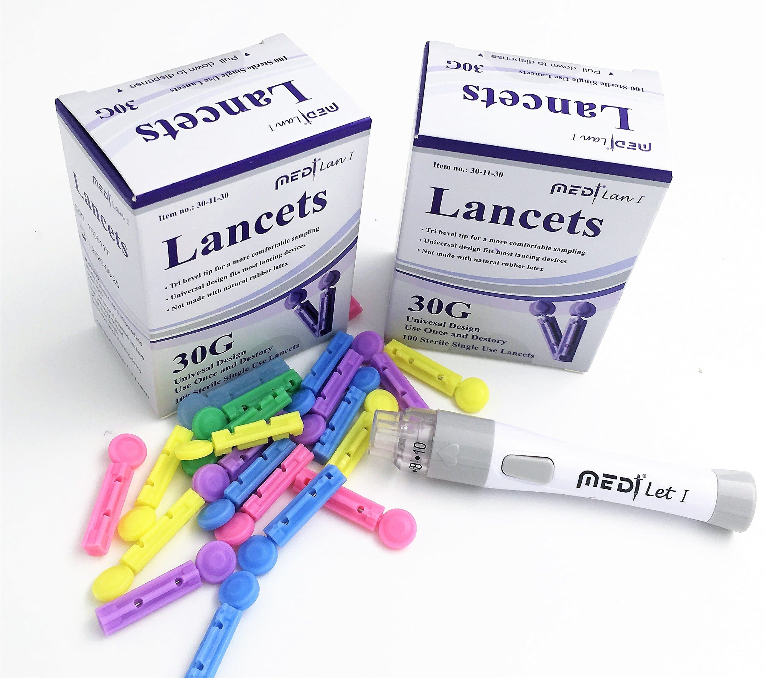 Medt LAN I Twist Off Lancets for Blood Testing and Lancing Device with Ejector (1 Lancing Dev. + 200 pcs Lancets)