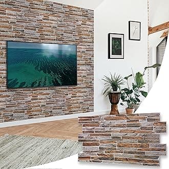 NOVECRAFTO Sandstone Decorative 3D Wall Panels Included - 8 Sheets Covering 3.69 sqm | 39.68 sqf - PVC Plastic Cladding Panels - 96 cm x 48 cm | 37.80 x 18.90 in - Mix Natural Sandstone Effect