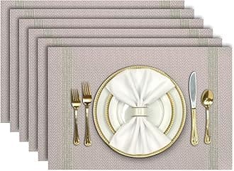 AofmeePlacemats, Placemats Set of 6, Heat Resistant Place Mats, Washable PVC Table Mats, Woven Vinyl Plastic Placemats for Dining Table, Non-Slip Stain Resistant Kitchen Table Placemats Easy to Clean