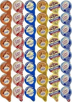 48 Assorted Coffee Creamer Singles Pack - 6 Flavored Variety Bundle, Including Caramel Macchiato, Half & Half, French Vanilla, and Hazelnut