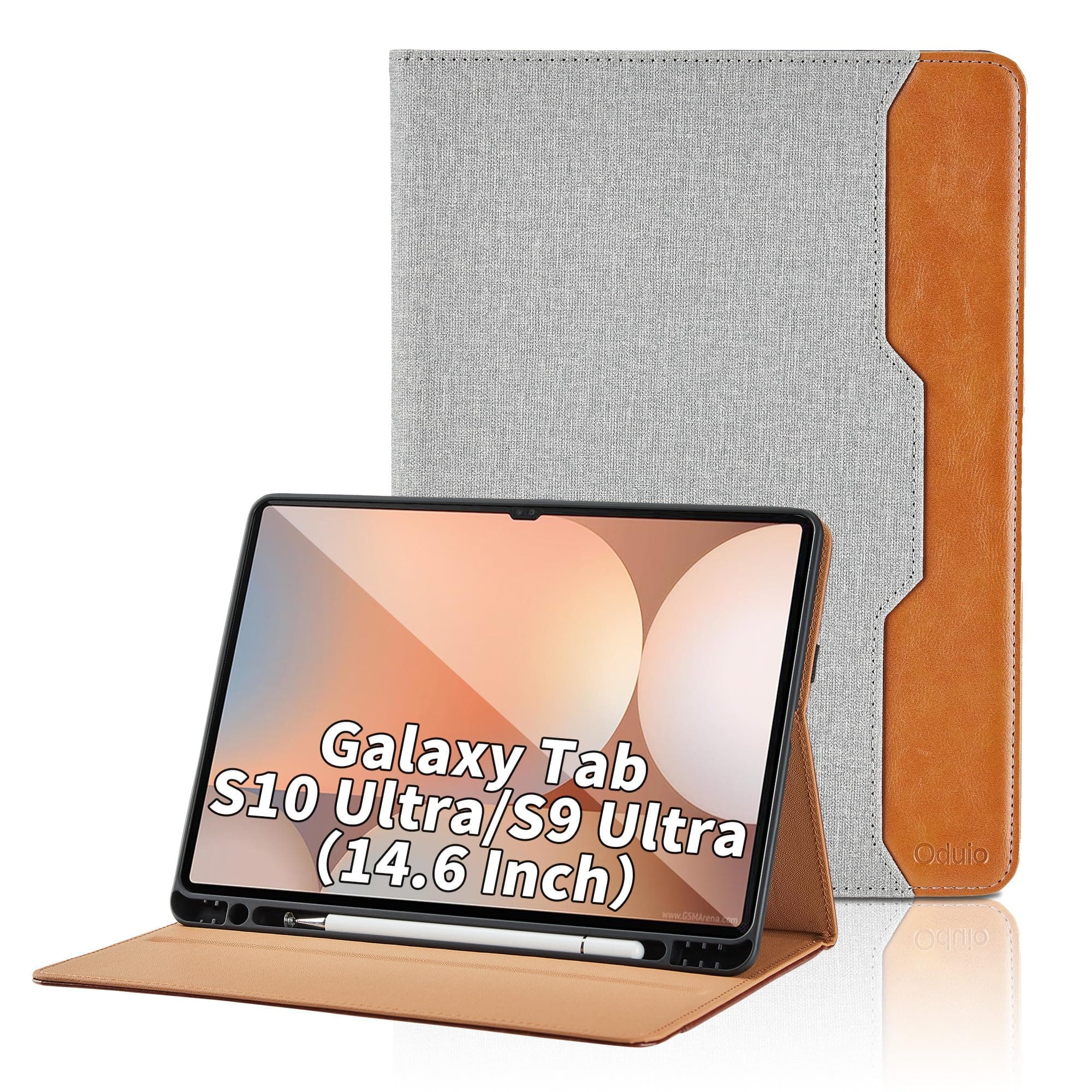 Case for Samsung Galaxy Tab S10 Ultra 2024/S9 Ultra 2023 14.6-Inch, Model SM-X920/X926B/X910/X916B, PU Leather Business Folio Cover with S Pen Holder and Pocket, Grey