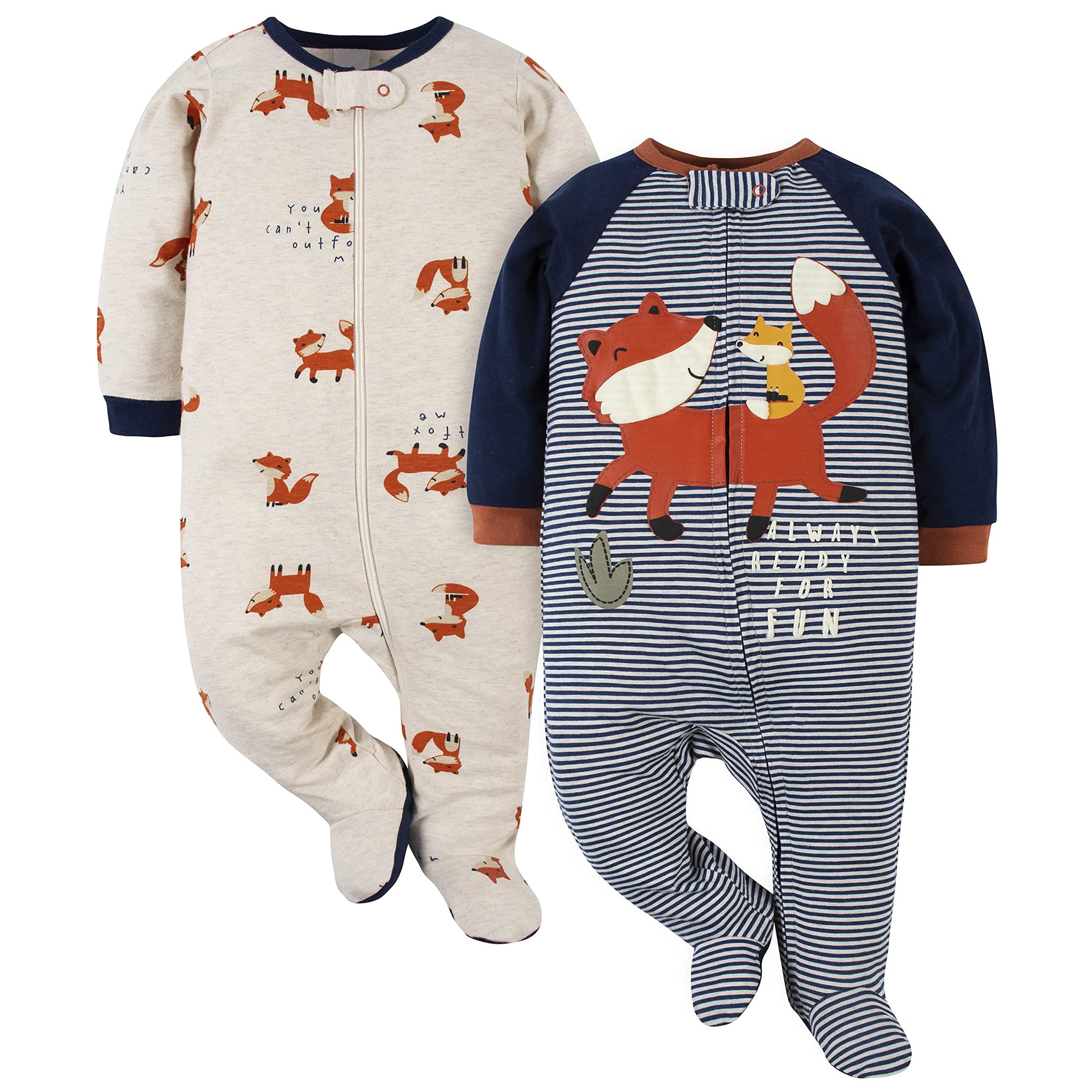 Gerber Baby-Boys' 2-Pack Sleep 'N Play, Blue Fox, Preemie