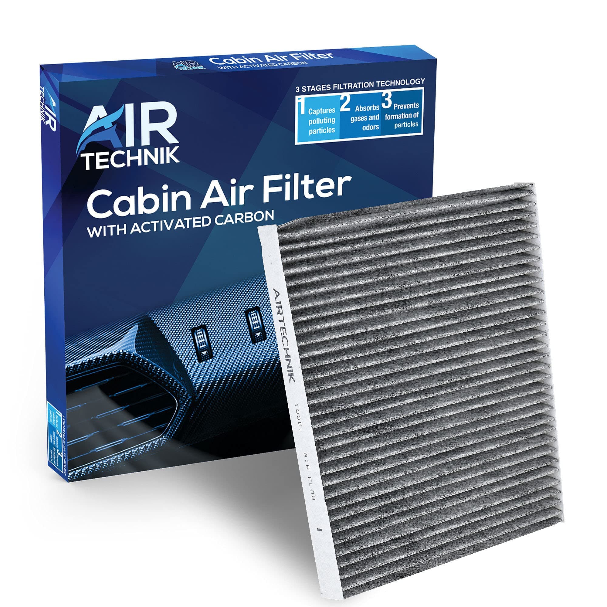 AirTechnik CF10361 Cabin Air Filter w/Activated Carbon | Fits Chevorlet Cobalt 2005-2010, HHR 2006-2011 / Pontaic G5 2007-2010, Pursuit 2005-2006 / Saturn Ion 2003-2007