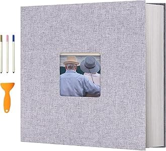 Vienrose Photo Album Self Adhesive 13x12.6 for 600 Photos Linen Scrapbook 120 Pages