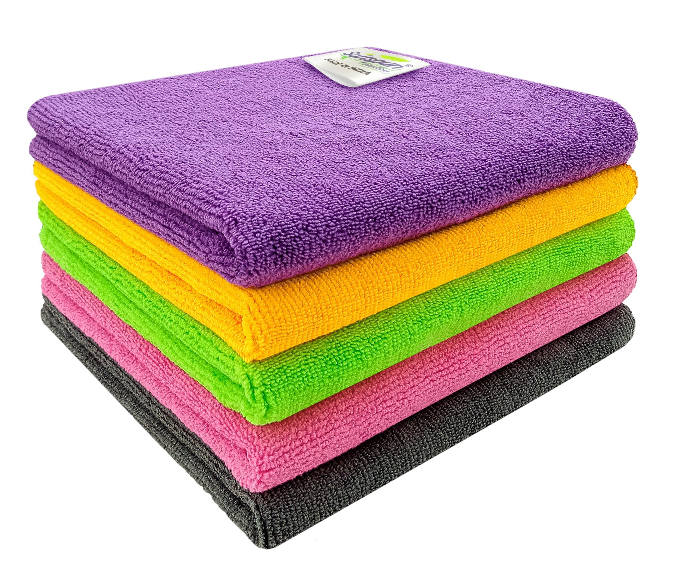 Microfiber Cloth 5pcs 40x40cms 340 GSM Multi-Color! Thick Lint & Streak-Free Multipurpose Cloths Automotive Microfibre Towels for Car Bike Cleaning Polishing Washing & Detailing.