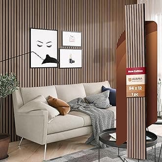 Avana Modern Acoustic Wood Wall Panels – 94.4 X 12.6 Inch Smoke Walnut Acoustic Panels 1 PC – Wall Panels For Interior Wall Decor For Homes, Offices, Studios – Sturdy And Durable Wood Panels For Wall
