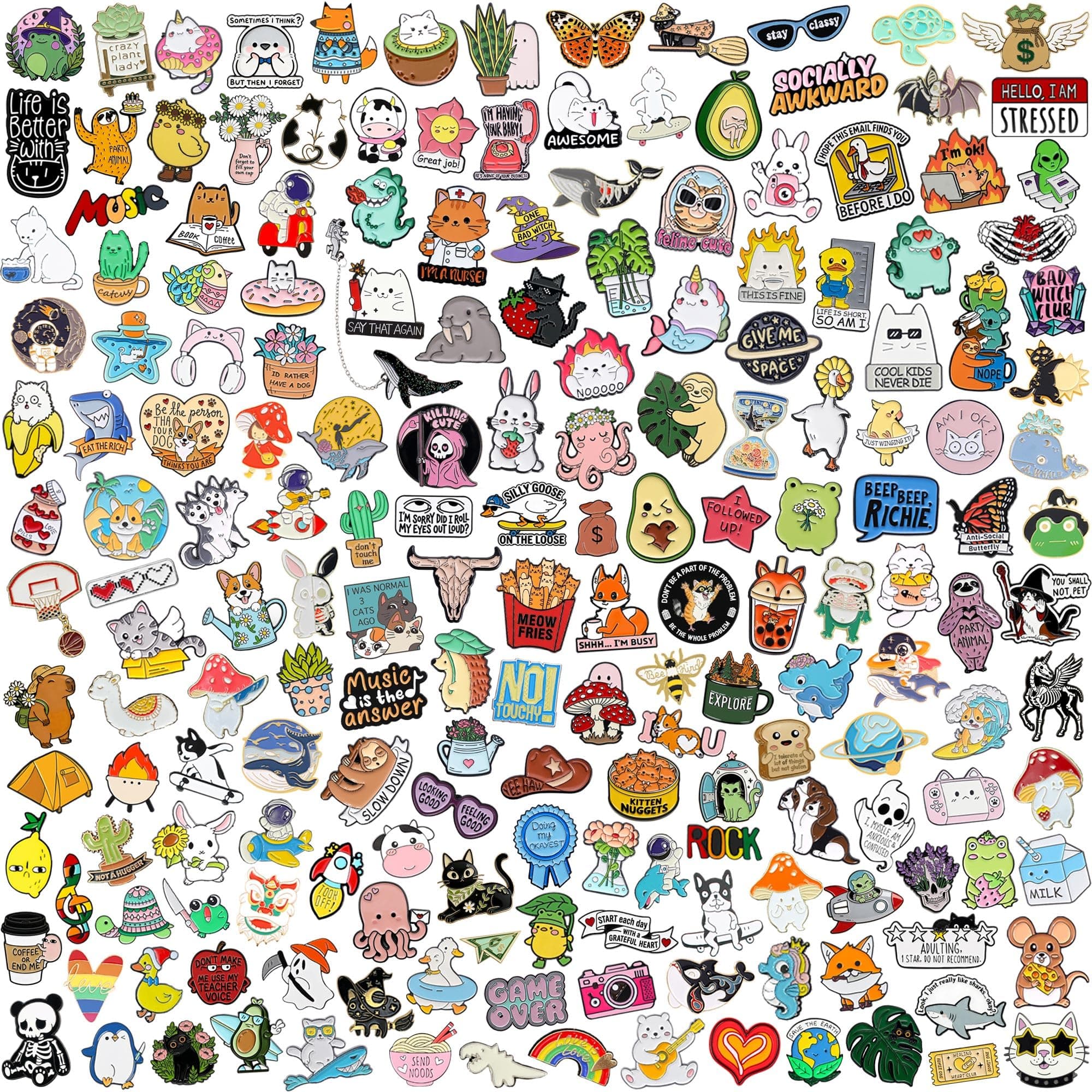 20/40 Pcs Cute Enamel Backpack Pins, Funny Anime Enamel Lapel Pins Bulk Set Cool Brooch Button Pins Badge Aesthetic for Backpacks, Bag, Jacket, Kids, Girls, Festival Gifts (Random Style)