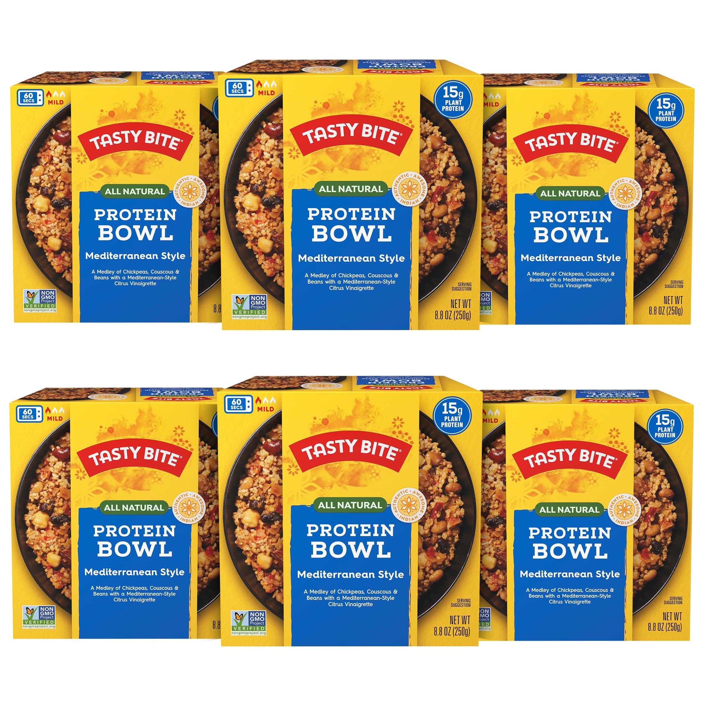 - Tasty Bite Mediterranean Protein Bowl, 8.8 Ounce, Pack of 6, Ready to Eat, Microwaveable, Vegan, 14 Grams Plant Protein