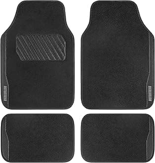 Motor Trend SpeedSeries Carpet Car Floor Mats Set - Versatile Fit for Cars, Trucks, SUVs, Vans Black Trim Racing Design Car Mat Full Set Tapetes para Carro - Set of 4, Black Cars Carpet Mats