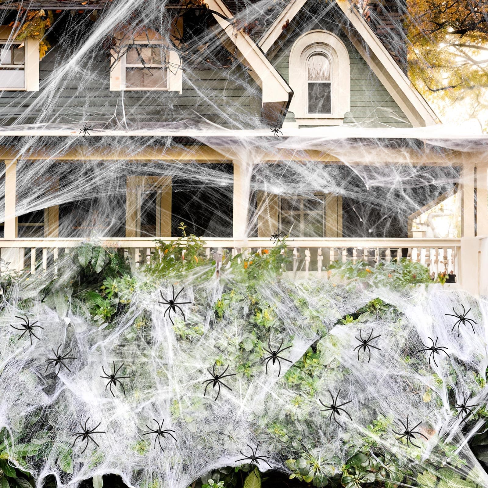 1000 sqft Spider Web Halloween Decorations, with 30 Fake Spiders, Super Stretch Cobwebs, Halloween Party Supplies, Halloween Decoration Indoor Outdoor Scary