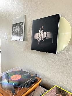Wall Mount Vinyl Record Display/Shelf [2-pk] - Display Your Albums Without Damaging Your Walls, Perfect for Office, Home, Dorms, and Apartments (Black, 2)