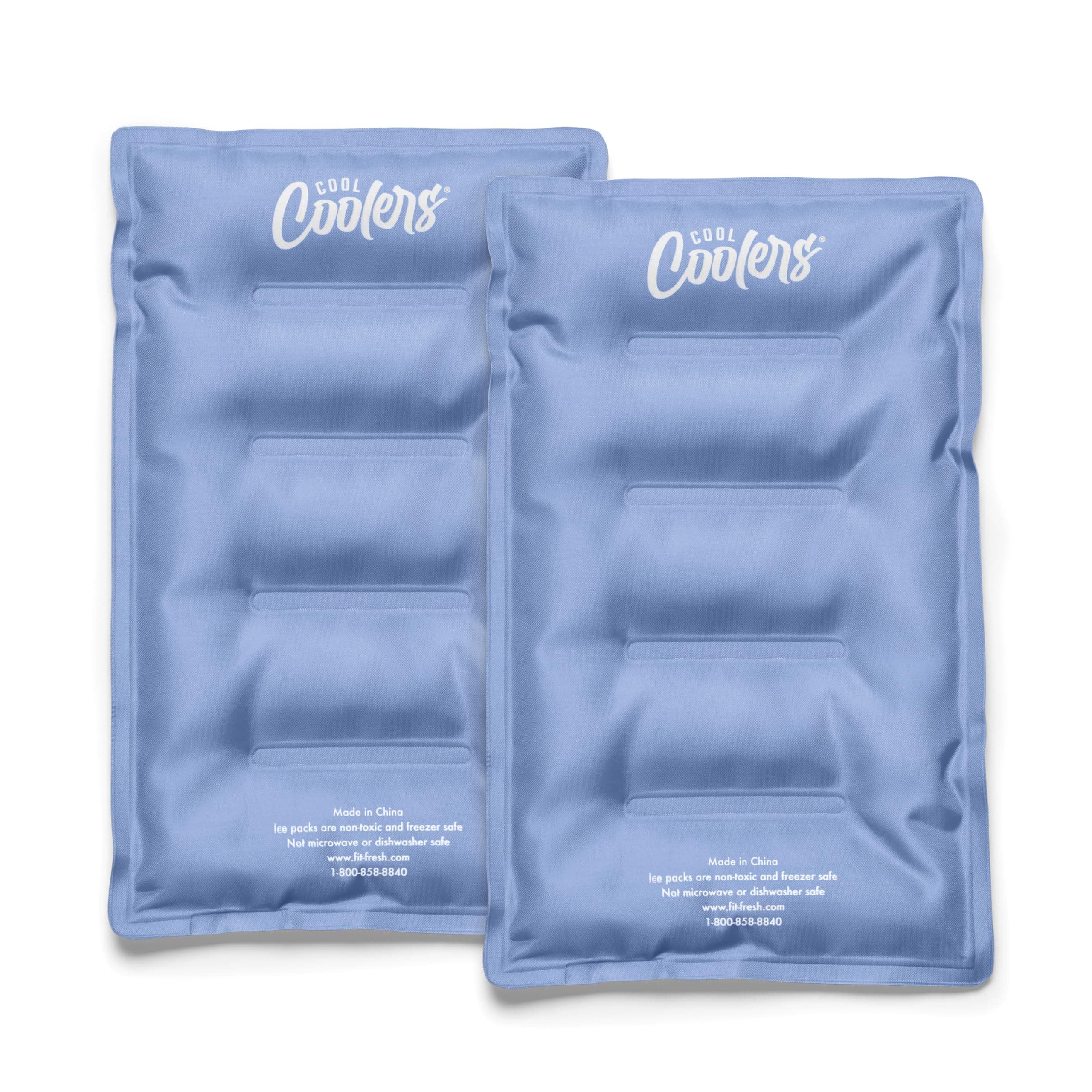 Cool Coolers by Fit & Fresh 2 Pack XL Soft Ice Packs for Cooler, Flexible Stretch Nylon, Lunch Box Ice Packs, Large Reusable Freezer Packs, Cornflower Blue