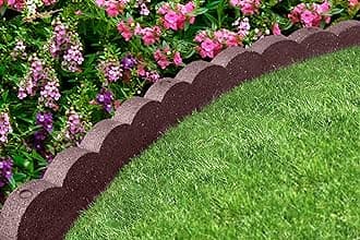 Flexi Curve Scalloped Garden Edging Rubber Landscape Scallop Lawn Border Edging Section 120cm (4ft), Earth(Brown), Pack of 2