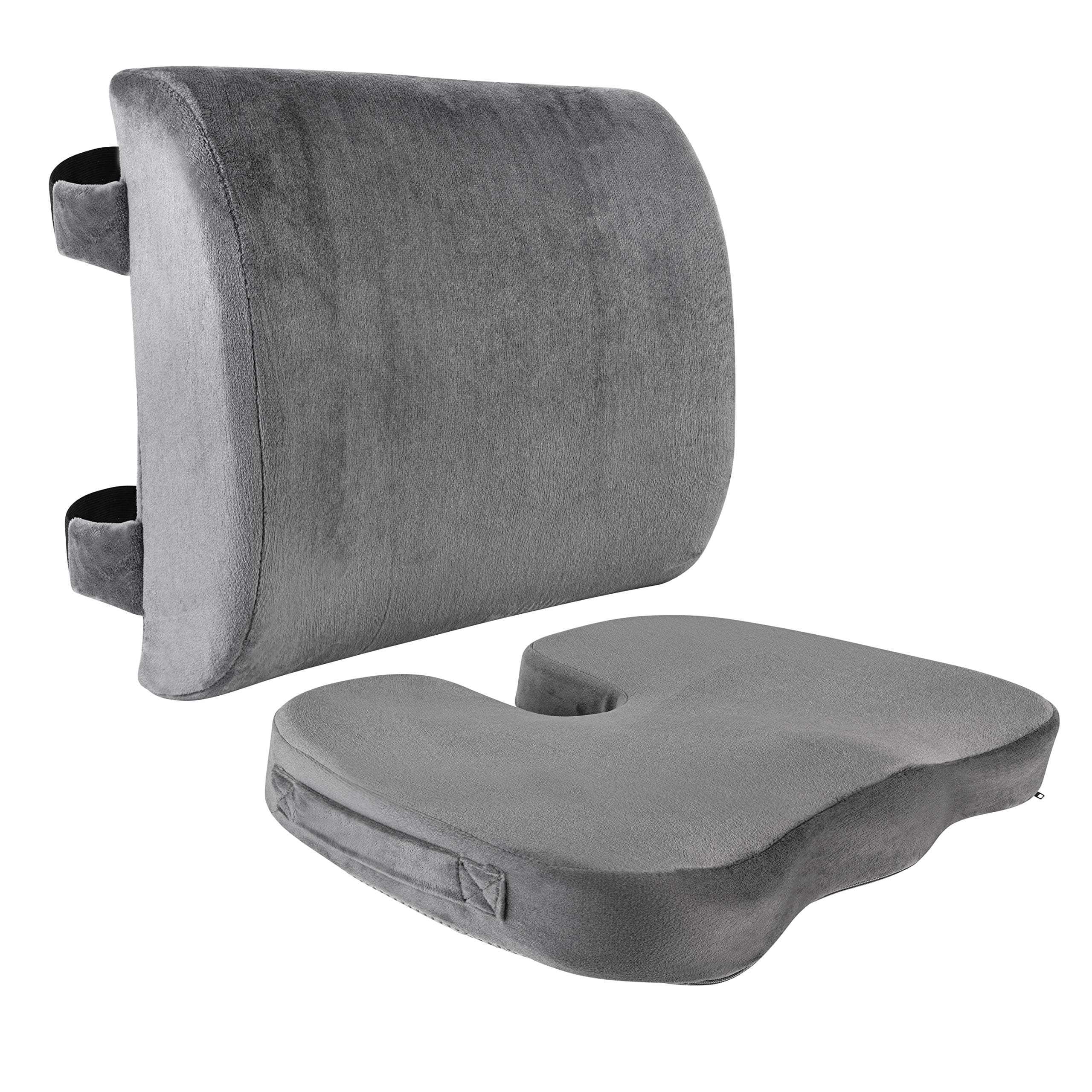 Memory Foam Seat Cushion and Lumbar Back Cushion Combo Set | Office Chair Cushion Set, Car Seat .., Gray