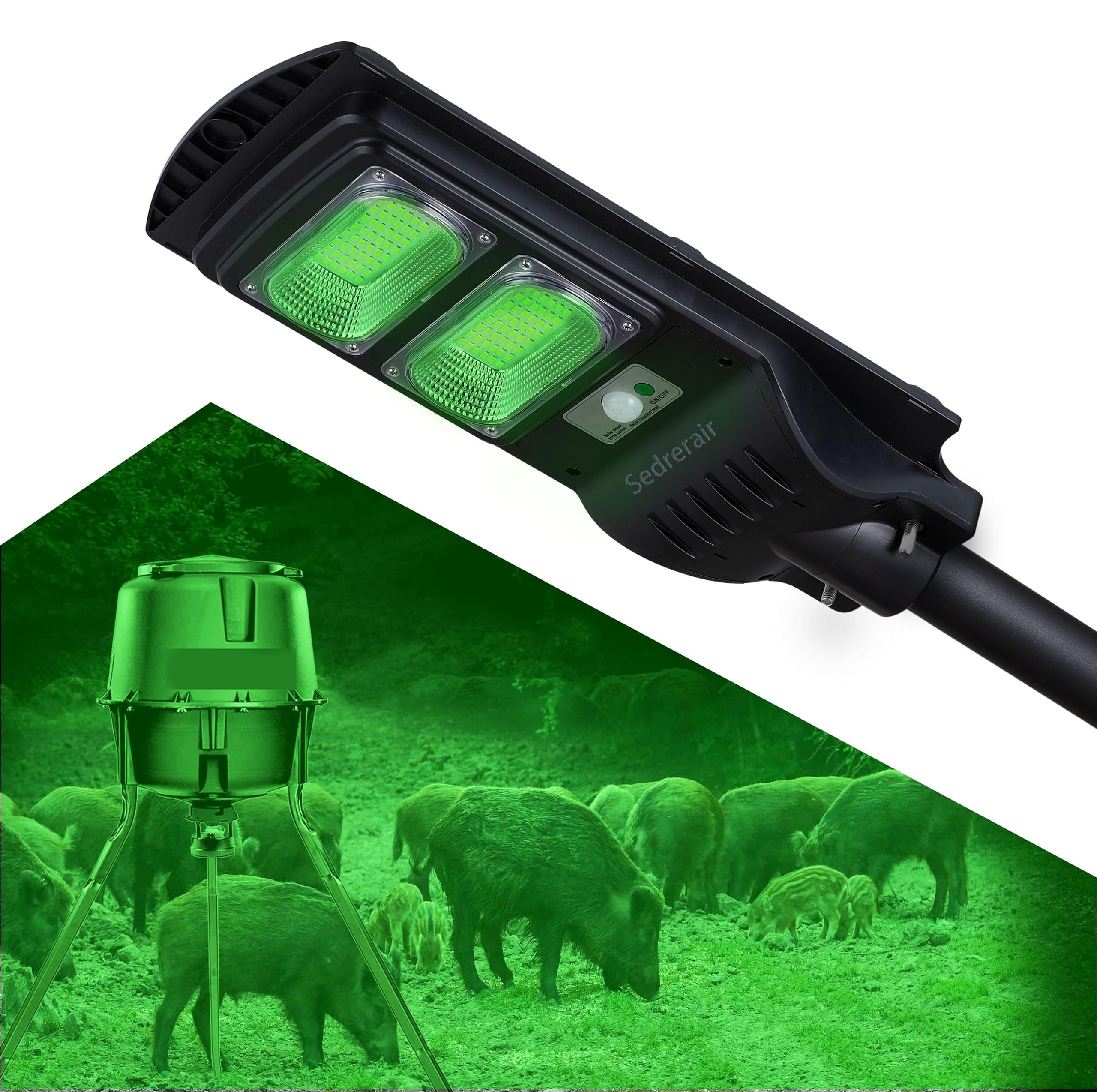 Hog Lights Set for Night Hunting, Deer Night Feeder Lights, Solar Powered Green Light with Motion Actived,Hunting Accessories -Sedrerair