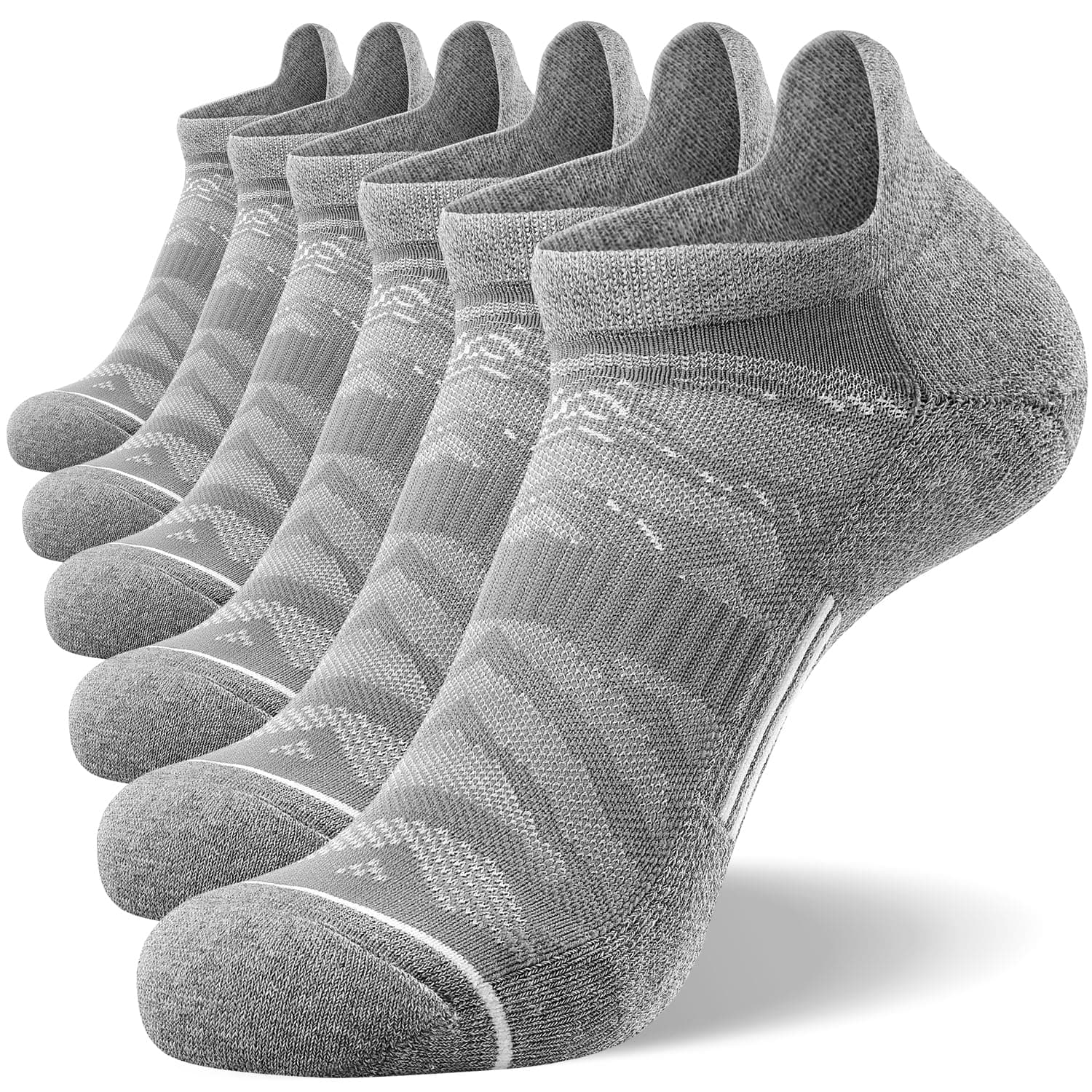 FITRELL 6 Pack Men's Ankle Running Socks Low Cut Cushioned Athletic Sports Socks 7-9/ 9-12/ 12-15