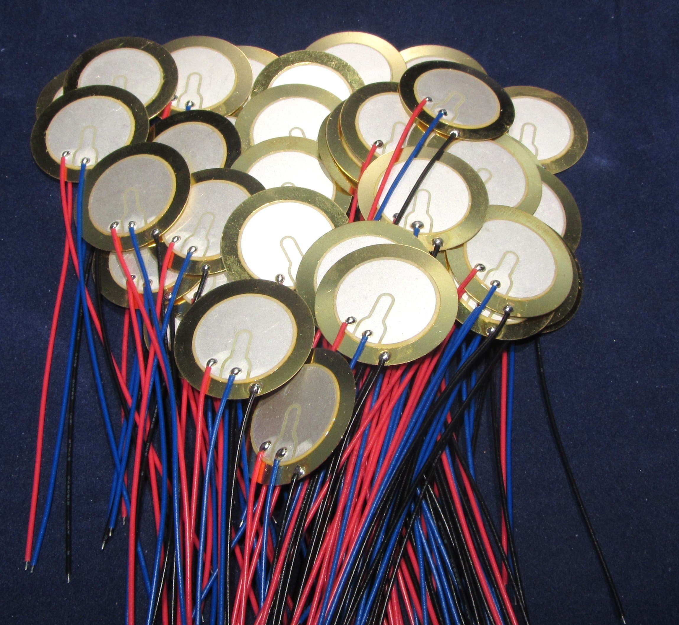 50 Pack - 27mm Piezo Discs with 3-Lead Wires for Hartley Oscillator/Buzzer/Alarm Circuit/Feedback Loop