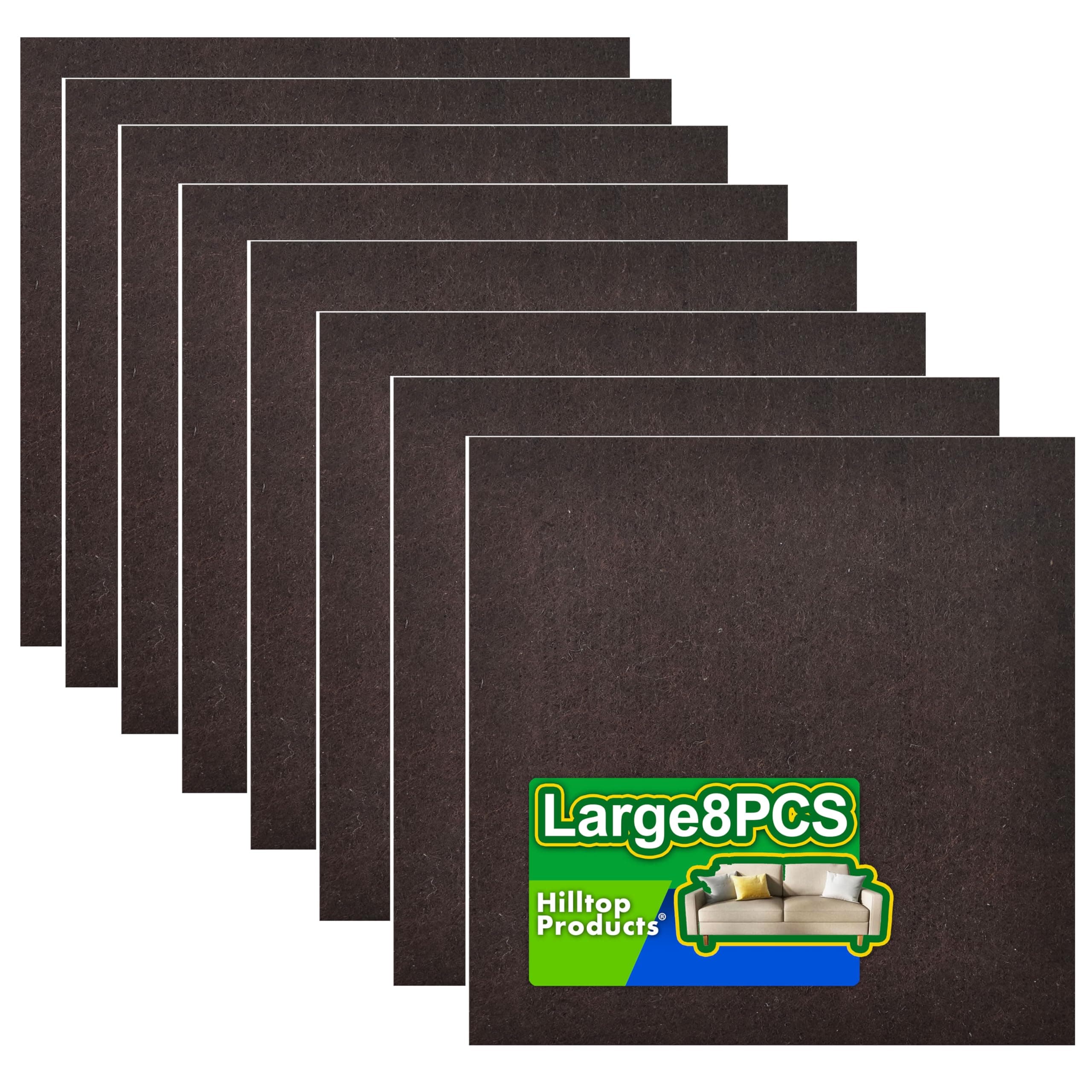 8 Pack - Brown Self Adhesive Square Furniture Felt Pad Surface Protector for Hardwood, Tile, Laminated Floor - Cut into Any Shape