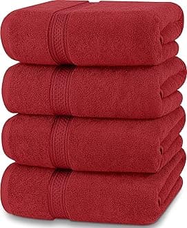 Utopia Towels 4 Pack Premium Bath Towels Set, (27 x 54 Inches) 100% Ring Spun Cotton 600GSM, Lightweight and Highly Absorbent Quick Drying Towels, Perfect for Daily Use (Red)