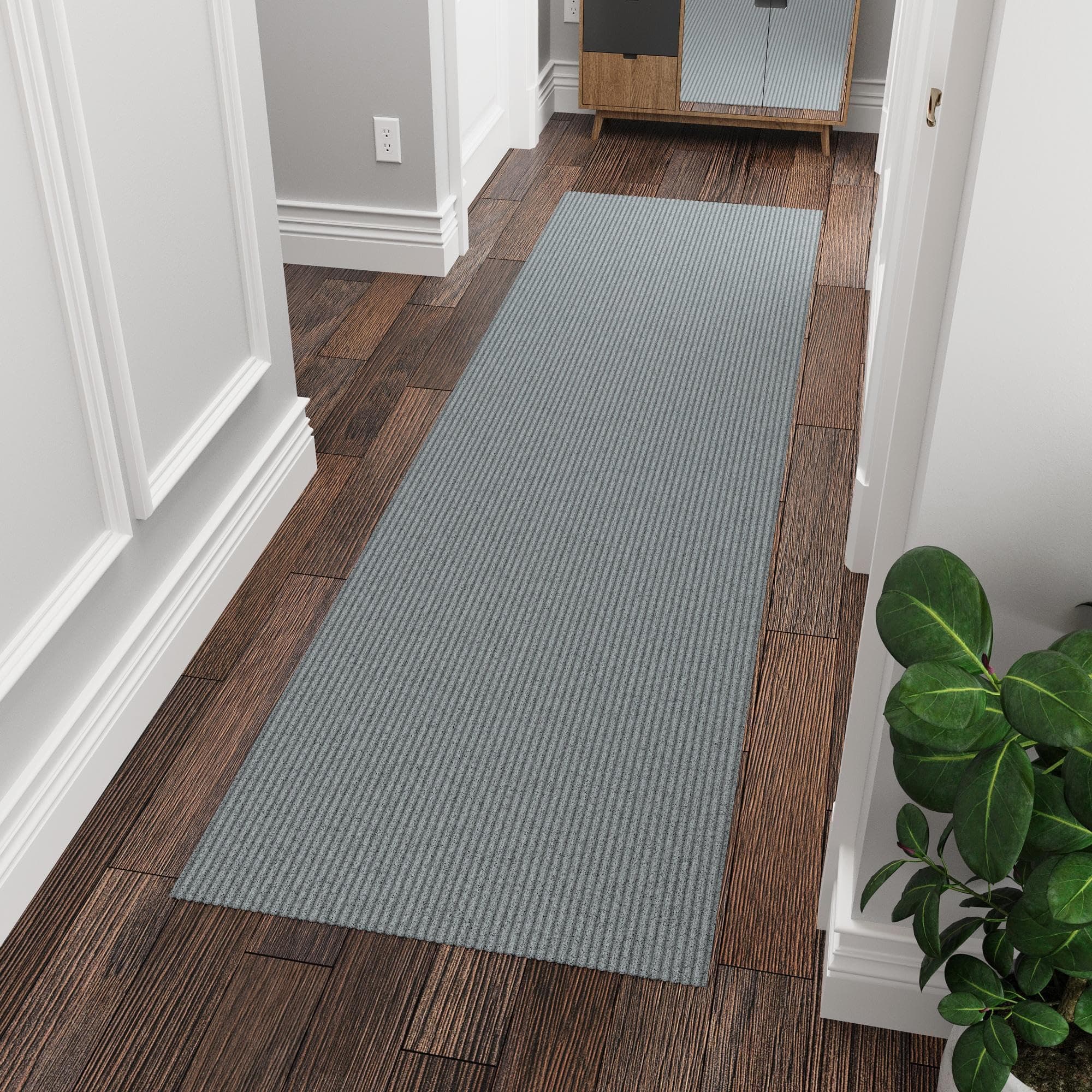 Ottomanson 2'7" x 9'10" Hallway Runner with Scraper Pile - Extra Durable Non-Slip Rug Mat for Indoor & Outdoor Use - Ideal for Kitchen, Entryway & Garage - High-Traffic Carpet, Gray