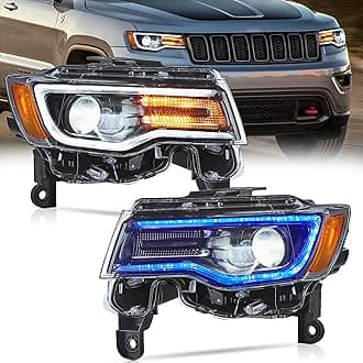 VLAND Headlight Fit for 2014-2022 Jeep Grand Cherokee, Regular/Amber