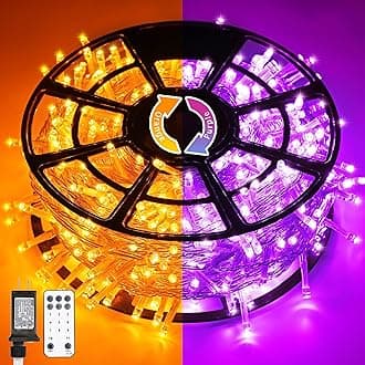 JMEXSUSS 168ft 600 LED Halloween Decor Lights Outdoor Clear Wire, Orange Purple String Lights Indoor Plug in,Halloween Lights for Tree Porch Yard Decorations