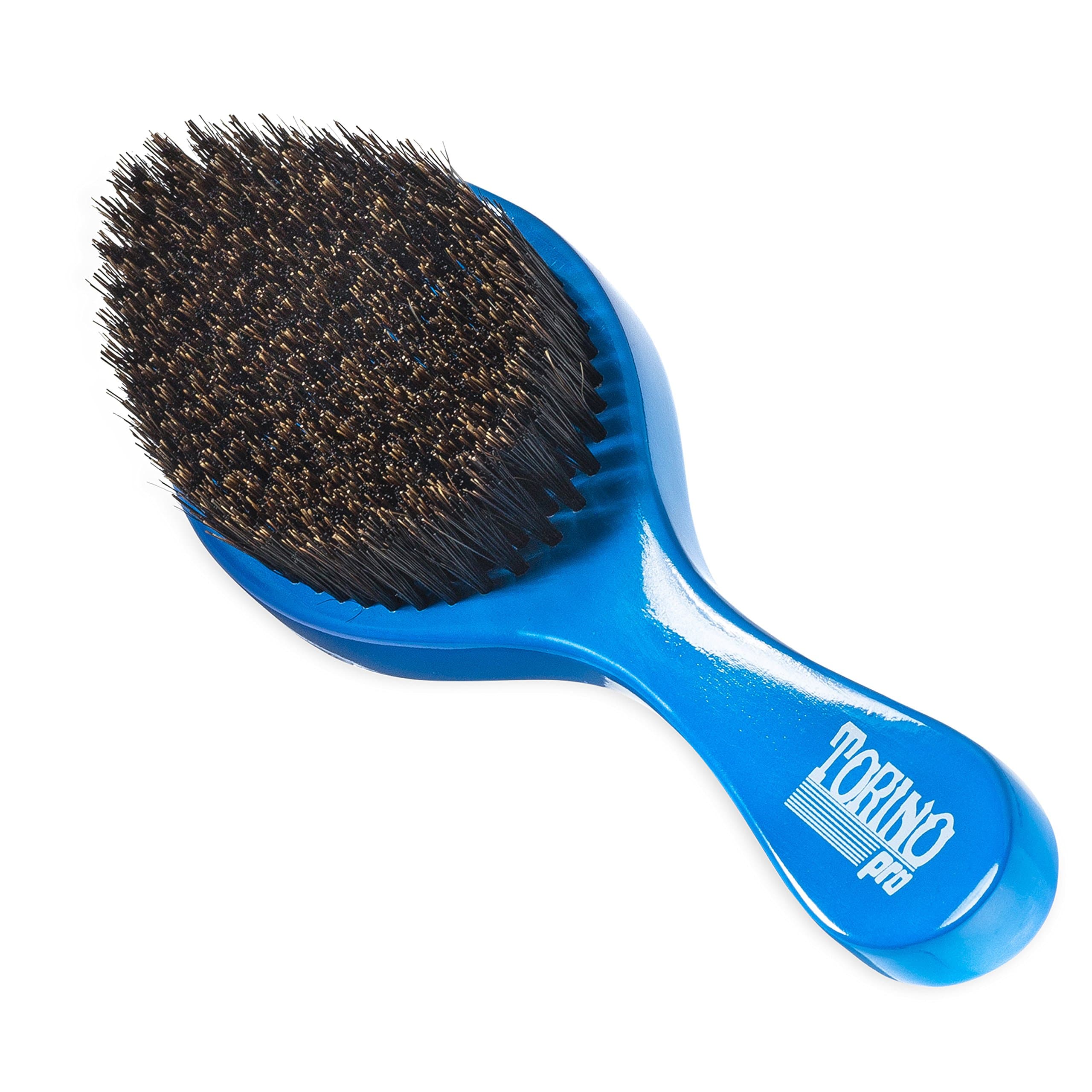 Torino Pro Wave by Brush King - Medium Curve Blue Boar Bristles Oval for 360 Waves Hair Care