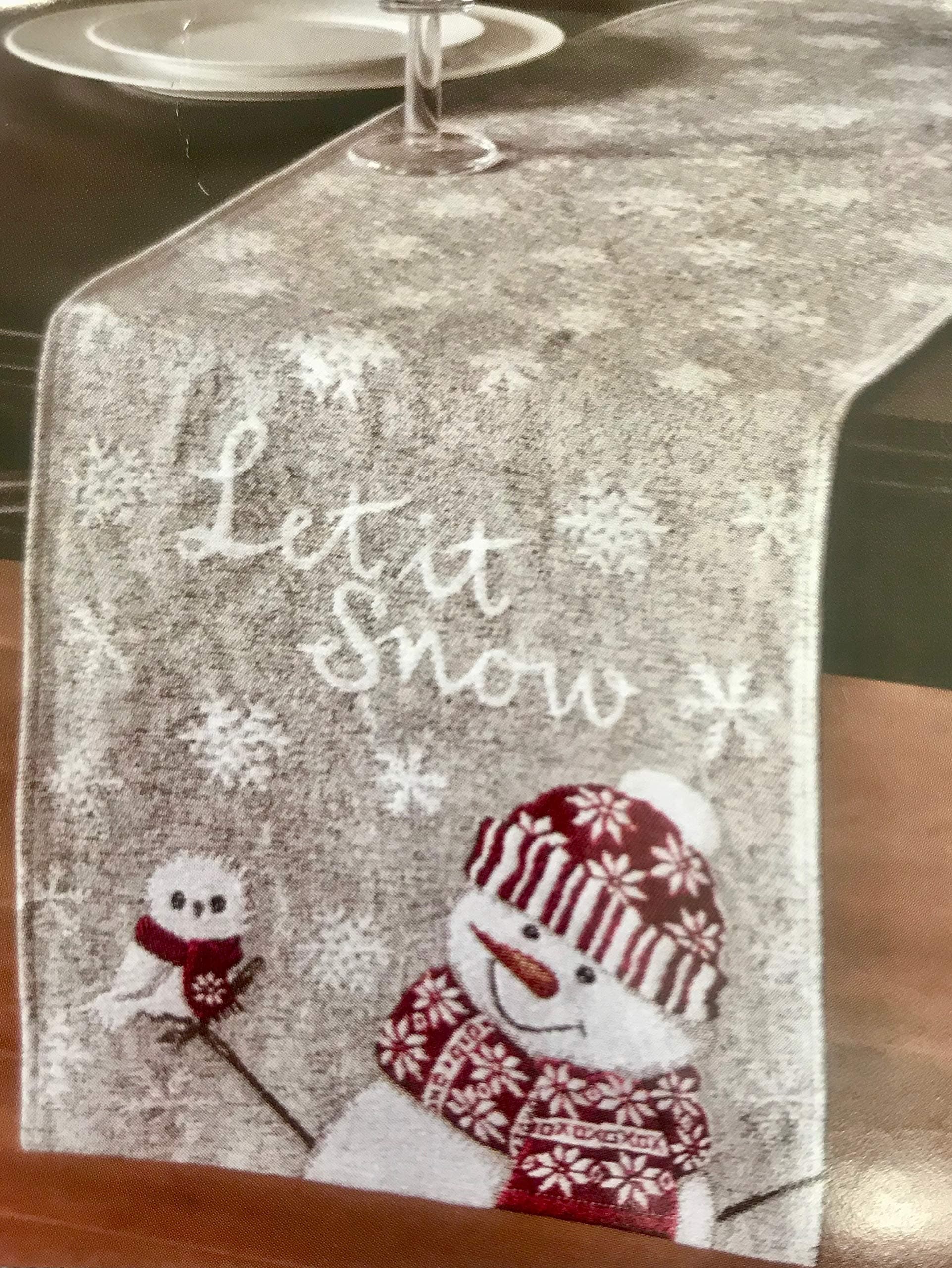 Holiday Christmas Table Runner Let It Snow 72" x 13"