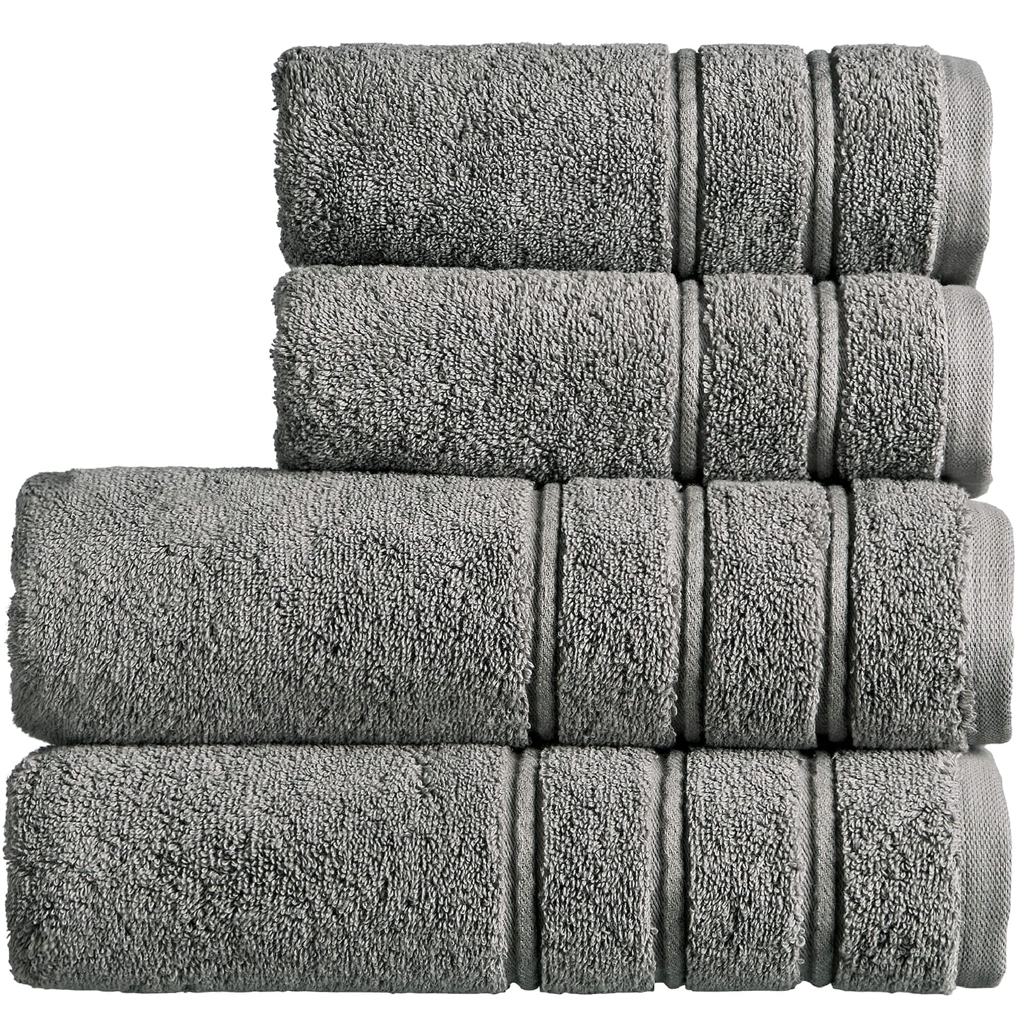 Christy Antalya Large Bath Towels | Set of 4 | 100% Turkish Cotton | 600GSM | Soft Plush Luxury Towel Set | 2 Bath Towels 2 Hand Towels | Quick Dry | Storm Grey