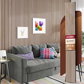 Avana Acoustic Wood Wall Panels – 93.2x11.25 Inch Panels – Fits 94x12 Layout – White Oak Acoustic Panel 1 PC – Wall Panels for Interior Wall Decor for Homes, Studios – Durable Wood Panels for Wall