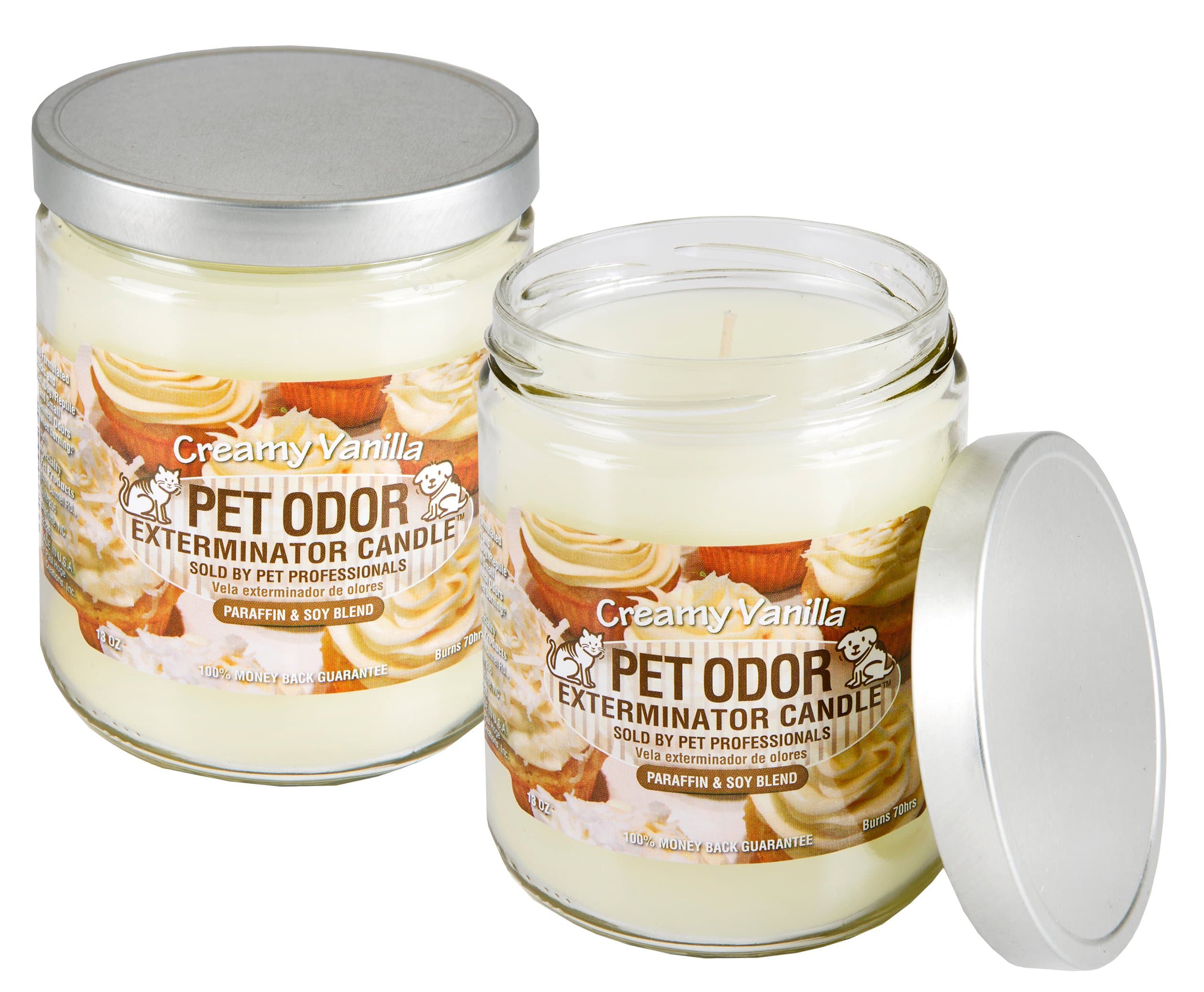 Odor Exterminator Candle, Creamy Vanilla, 13 Ounce Jar (Pack of 2)