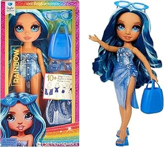 Swim & Style - Skyler (Blue) - 28 cm Doll with Shimmery Wrap to Style 10+ Ways - Removable Swimsuit, Sandals, Fun Play Accessories - Kids Toy - Great for Ages 4-12 Years
