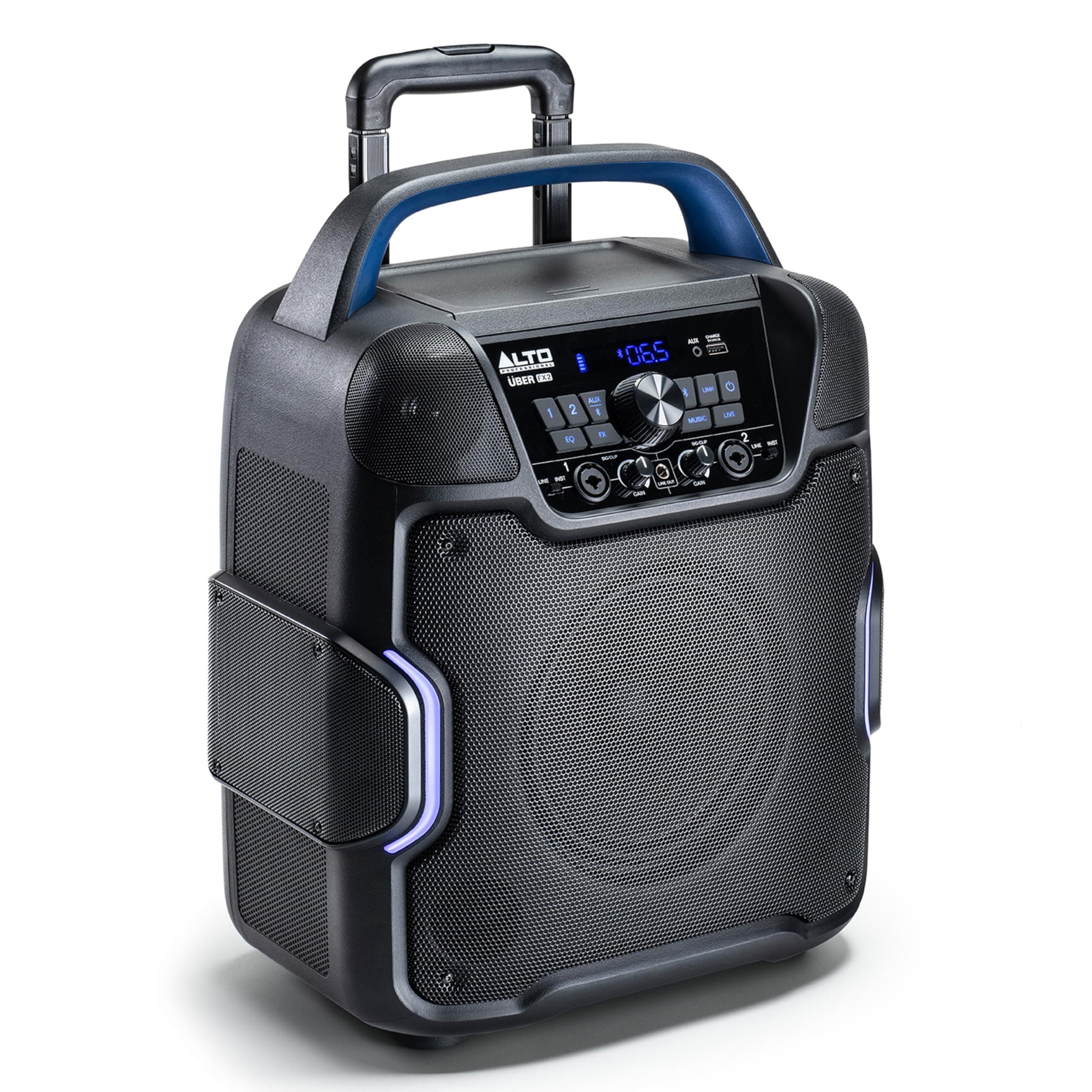 UBER FX2 200W Portable PA Speaker System with Rechargeable Battery, Bluetooth, 2-Channel Mixer with EQ and FX, USB Charging, ALTO App