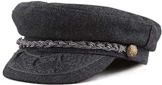 The Hat Depot Winter Unisex Wool & Faux Leather Greek Fisherman Sailor Fiddler Driver Hat Flat Cap