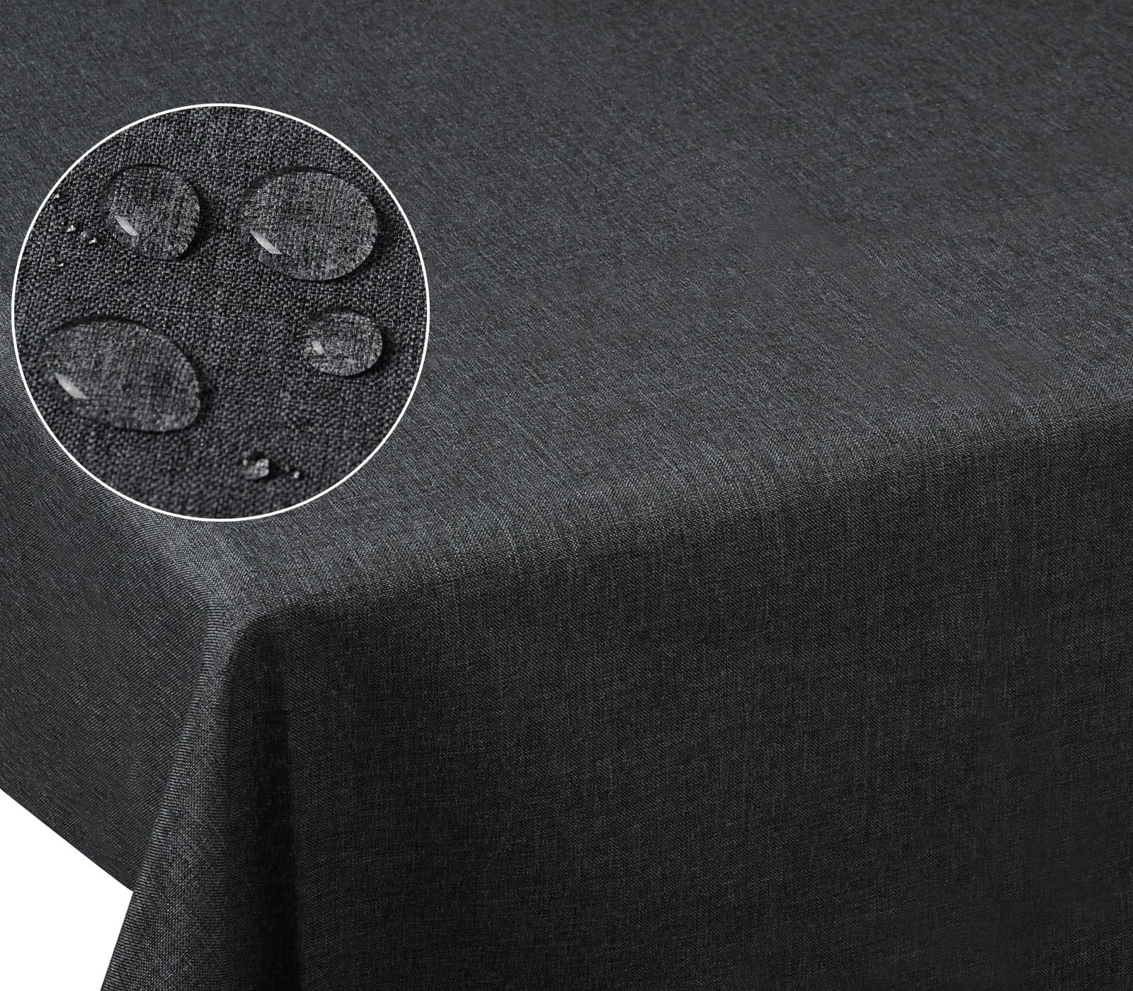 LaneetalTablecloth Faux Linen Rectangular Table Cover Stain Resistant Washable 135 x 200cm Grey